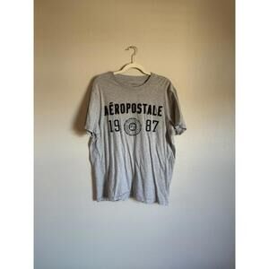 Aeropostale Classic Embroidered Shirt Light Gray Size XL Men’s Short Sleeve